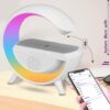 RGB Atmosphere Lamp,Color Changing Mood Light with Wireless Charger, 3 In 1 Dimmable Night Light with with Alarm Clock, Bluetooth Speaker,15w Fast Charger and APP Control for Bedroom, Party