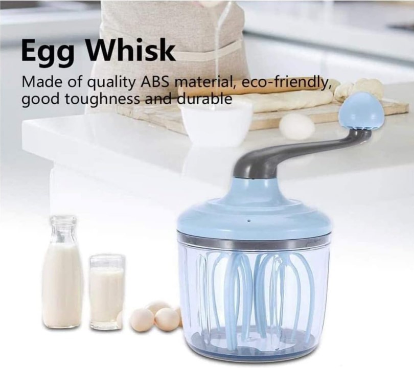 Manual Eggbeater Mixer Rotary Handheld Egg Cream Blender with Bottom Anti-Skid Pads for Home Kitchen Restaurant Bakery 1100mL
