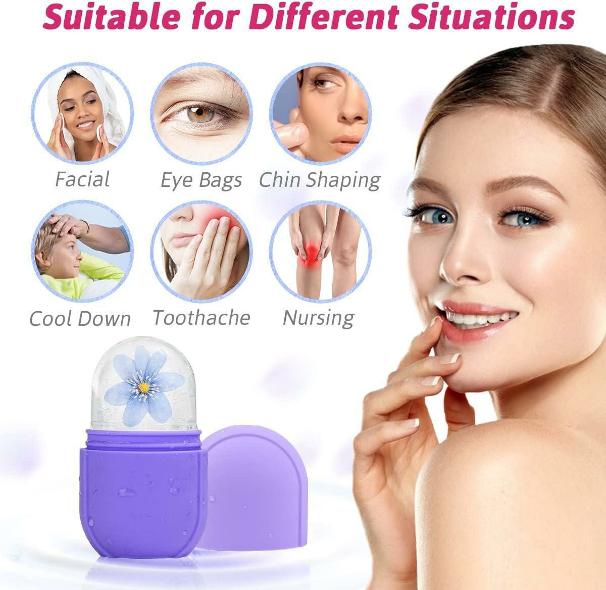 Facial Ice Roller Mold Holder for Face Eyes Reusable Face Ice Roller Mould Tighten and Shrink Pores Brighten Skin Eye Puffiness Treatment