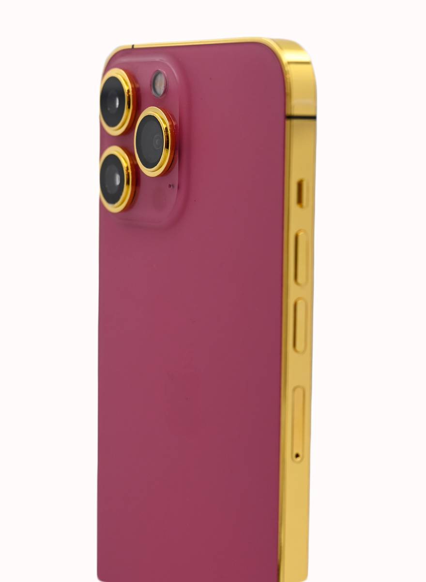 Caviar Luxury 24k Gold Plated Frame Customized iPhone 15 Pro Max 512 GB Pink Titanium