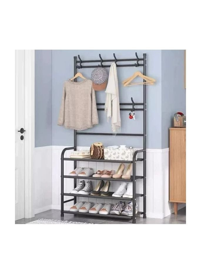 Multi-Functional Organizer Consisting Of A Shoe Rack and A Clothes Hanger
