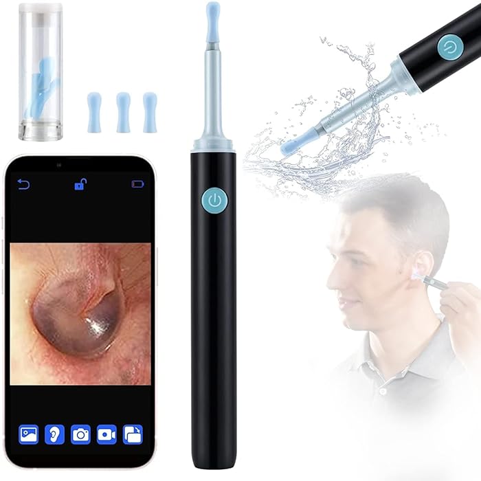Ear Wax Remover Tool Kit Camera with 240mAh 4 Ear Tips Ear Cleaner Tool WiFi 1080P Ear Wax Cleaner Machine with 6 Led Lights Ear Camera for Otoscope Ear Cleaner Camera for iOS & Android