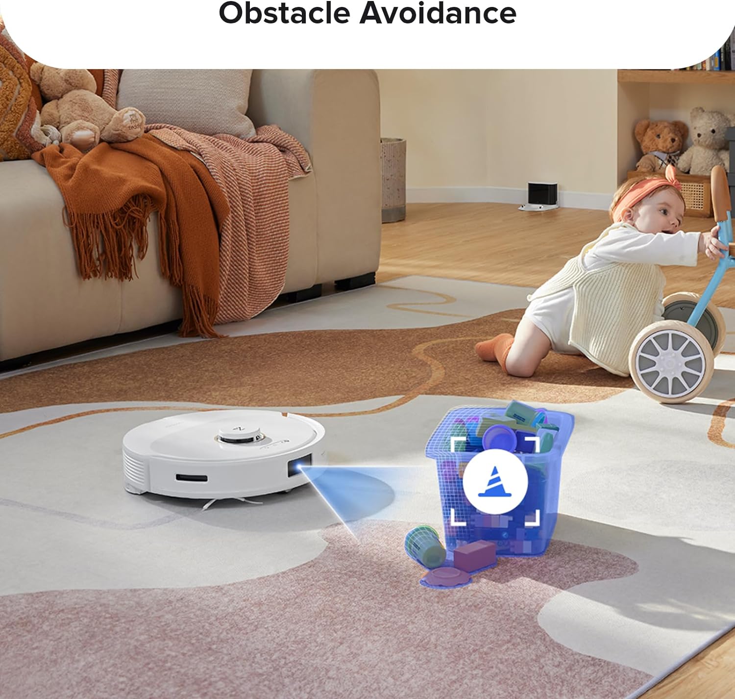 Roborock Q8 Max Robot Vacuum and Mop Cleaner, DuoRoller Brush, 5500Pa Strong Suction, Lidar Navigation, Obstacle Avoidance, Multi-Level Mapping, Perfect for Pet Hair, White