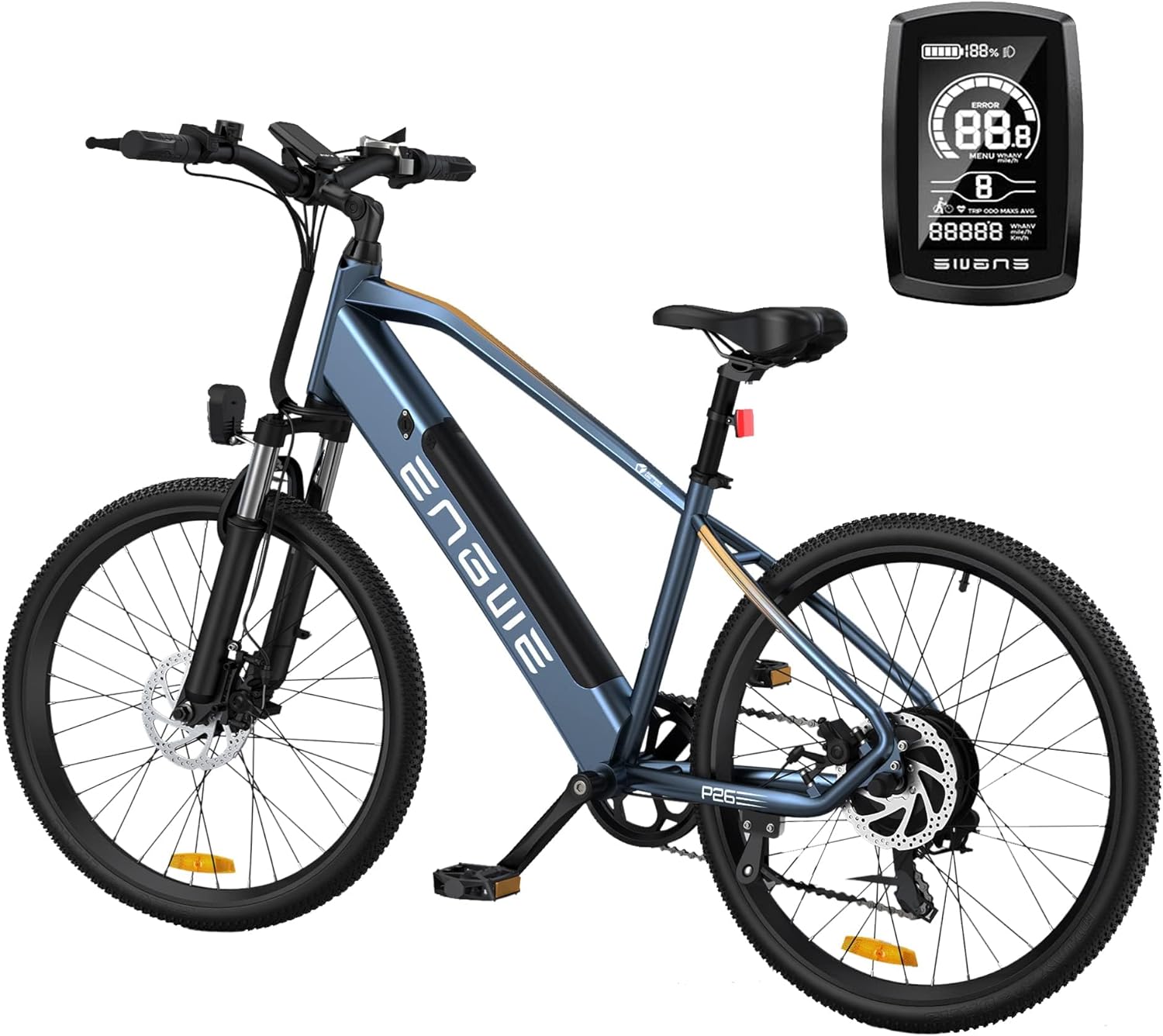 ENGWE-P26 Electric-Bikes 26" Electric-Commuter-Bikes-Adults - Peak 800W Cruiser-Electric-Bikes Motor 48V 13.6Ah Removable Battery, Top Speed 25MPH, Intelligent LCD Display, Gray