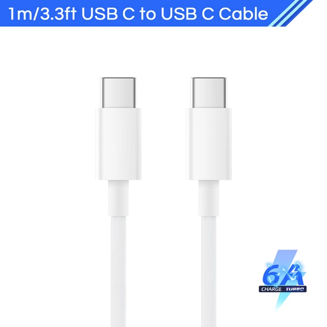 Xiaomi USB Type C Cable 6A Fast Charging Cord USB-C To USB-C Turbo Charger, 1 Meter