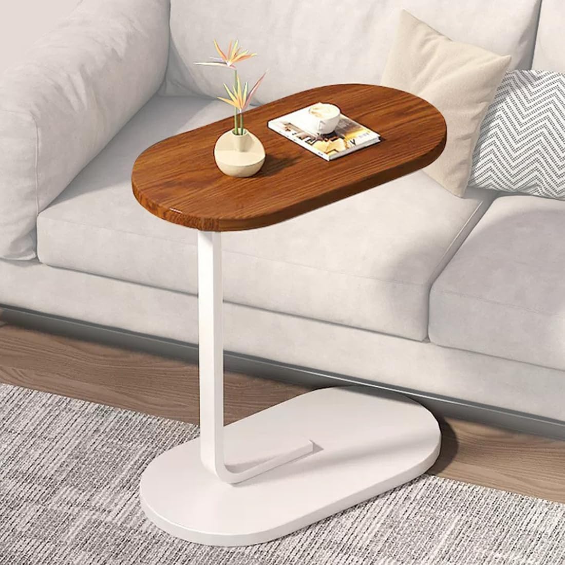 Sofa and Bed Side Table, C Shaped End table Small Coffee Table for Small Spaces