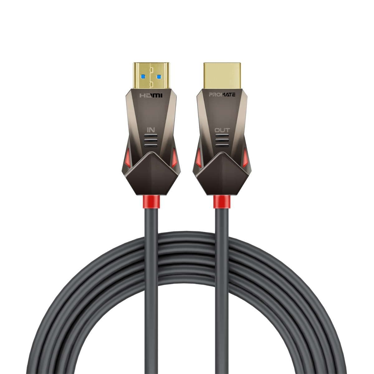 Promate HDMI 2.0 Cable, 4K@60Hz HDMI to HDMI Unidirectional Cable with 3D Video Support, 18Gbps Bandwidth, Ethernet, 20M Fiber Optic Cable and Gold-Plated Connectors for Laptops, Monitors, ProLink4K60-20M
