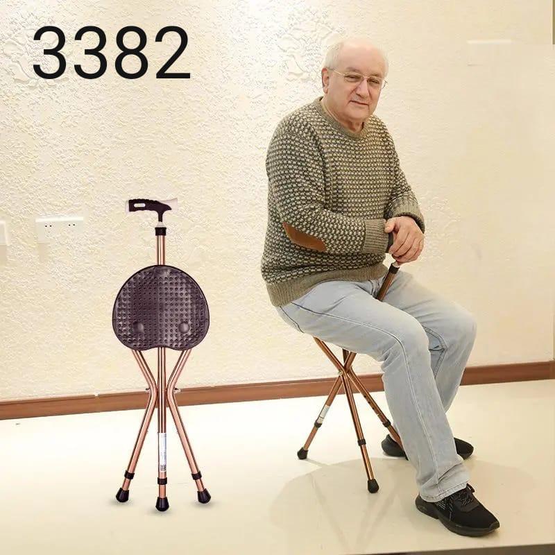 Aluminum Alloy Cane Stool Crutch Chair Seat 3 Legs Cane Seats Walking