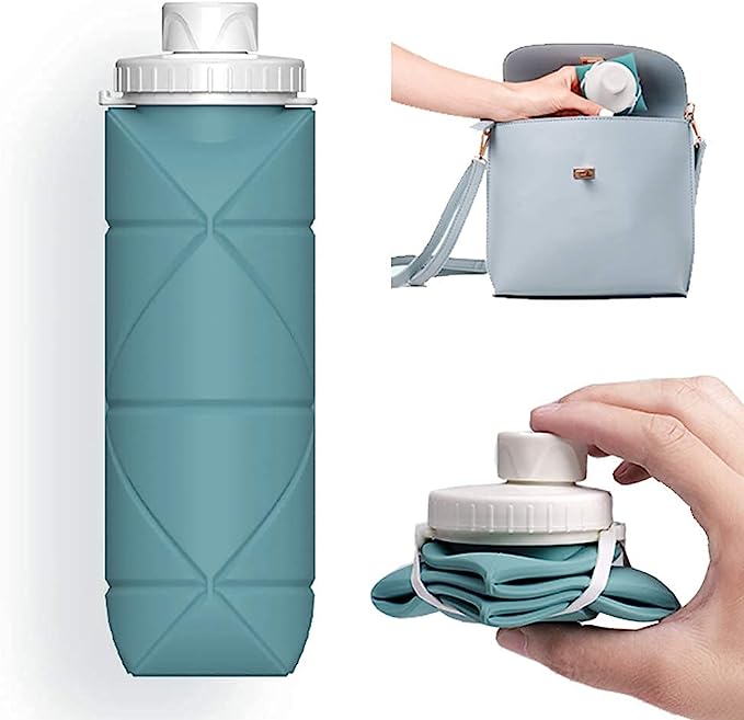 Collapsible Water Bottles Leakproof Valve Reuseable BPA Free Silicone Foldable Travel Water Bottle