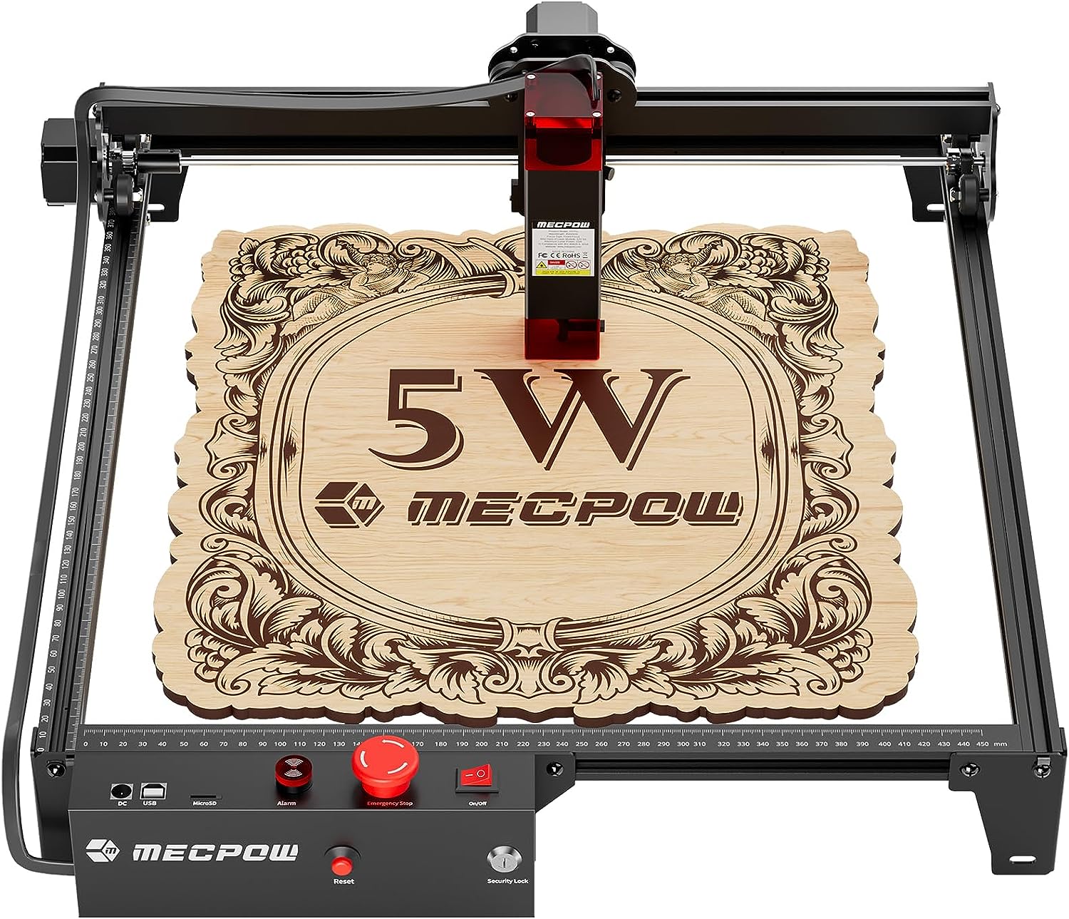 Mecpow X3 Laser Engraver, 60W Laser Cutter, 5W Output Laser Engraving Cutting Machine, Laser Engraver for Wood and Metal, Engraving Machine with Emergency Stop, Flame & Gyro Detection, 16.0 x 15.7"