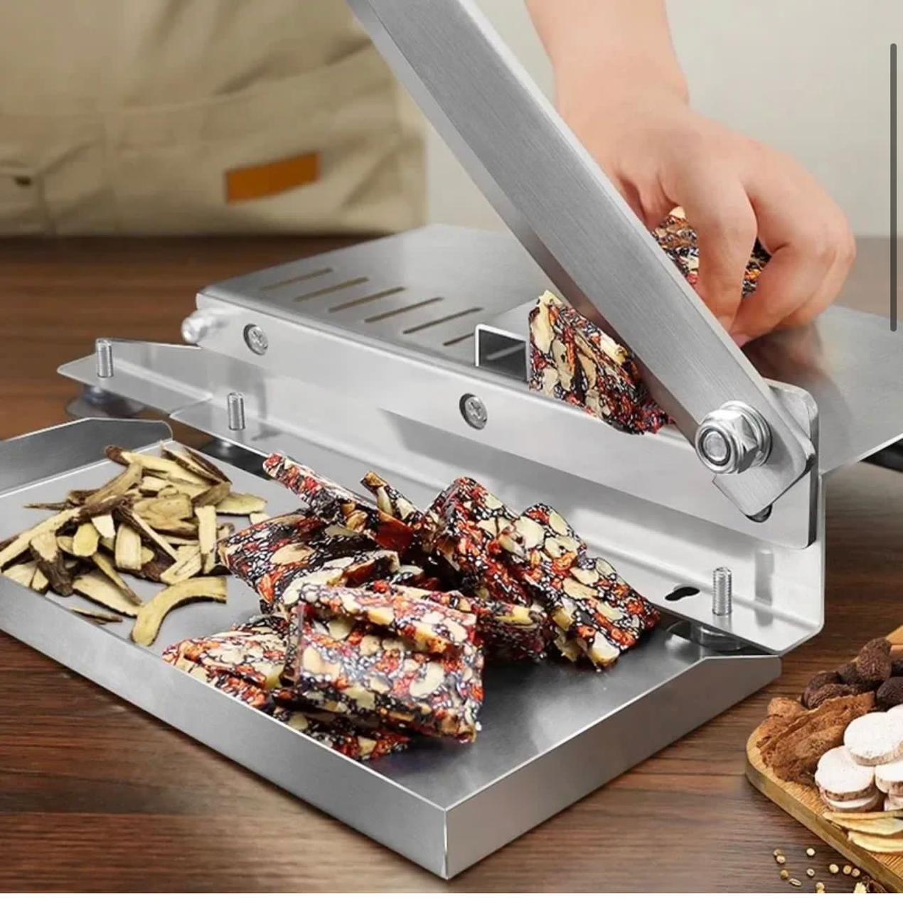 Stainless Steel Manual Meat Cutter, Bone Meat Cutter, with Meat Tray and Sucker