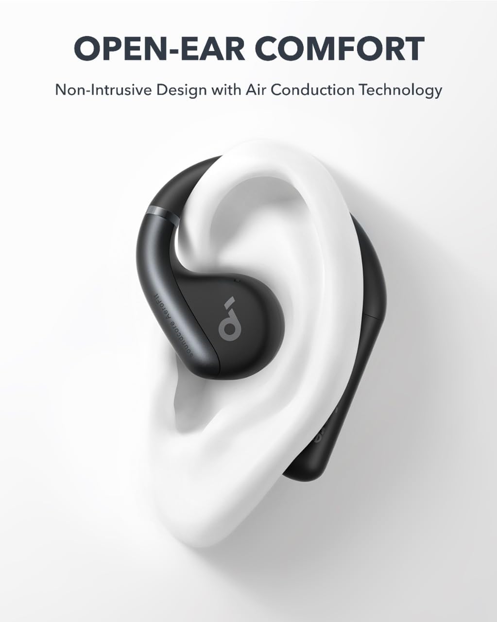 soundcore by Anker, AeroFit Open-Ear Headphones, Ultra Comfort, Ear Hook Design for Small Ears, Balanced Sound, IPX7 Waterproof, 42H Playtime, Bluetooth 5.3, App Control, Clear Calls, Wireless Earbuds, Calm White