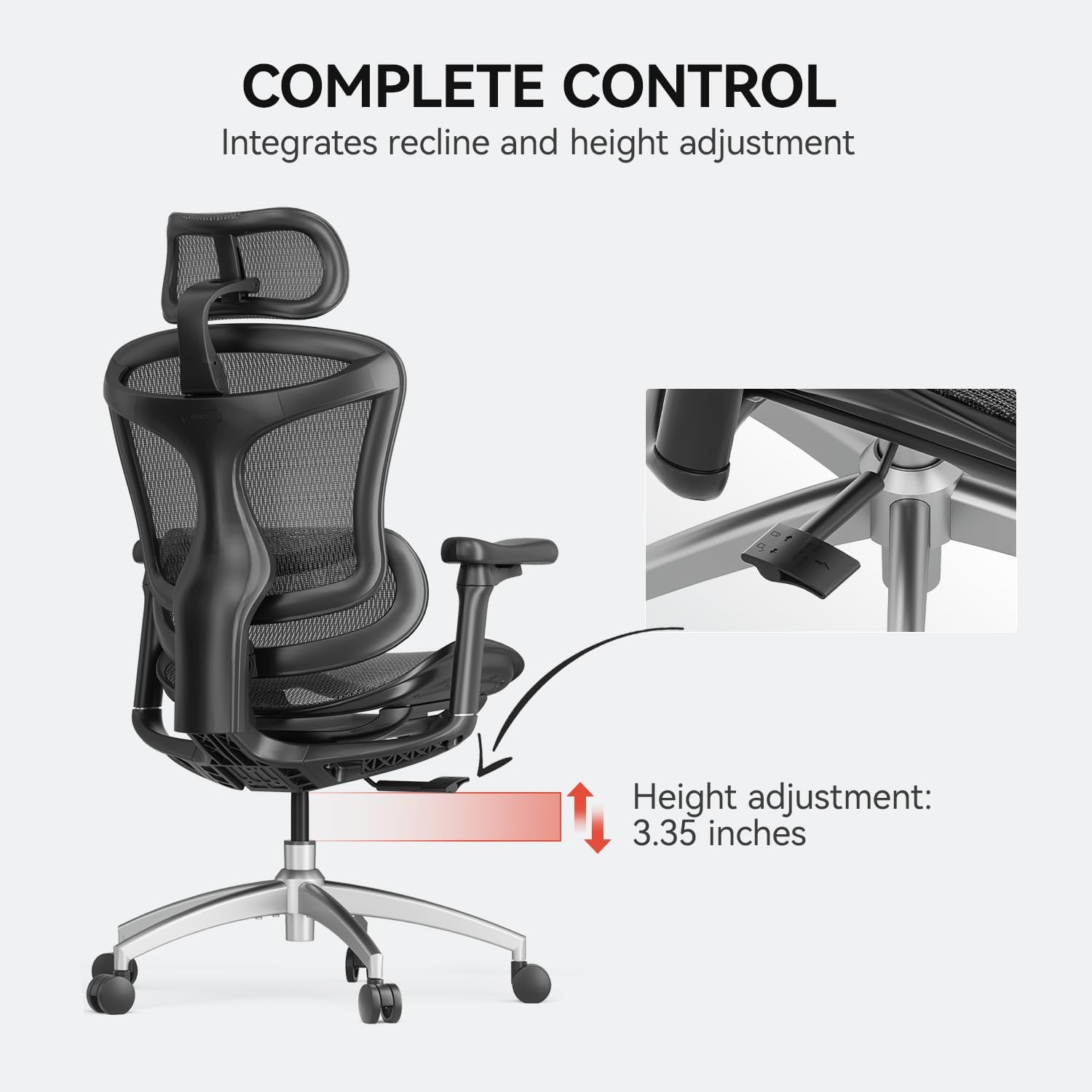 SIHOO High-Back Ergonomic Office Chair, Mesh Desk Chair with Adjustable 3D  Armrest, Lumbar Support and Headrest, for Home & Office, Black