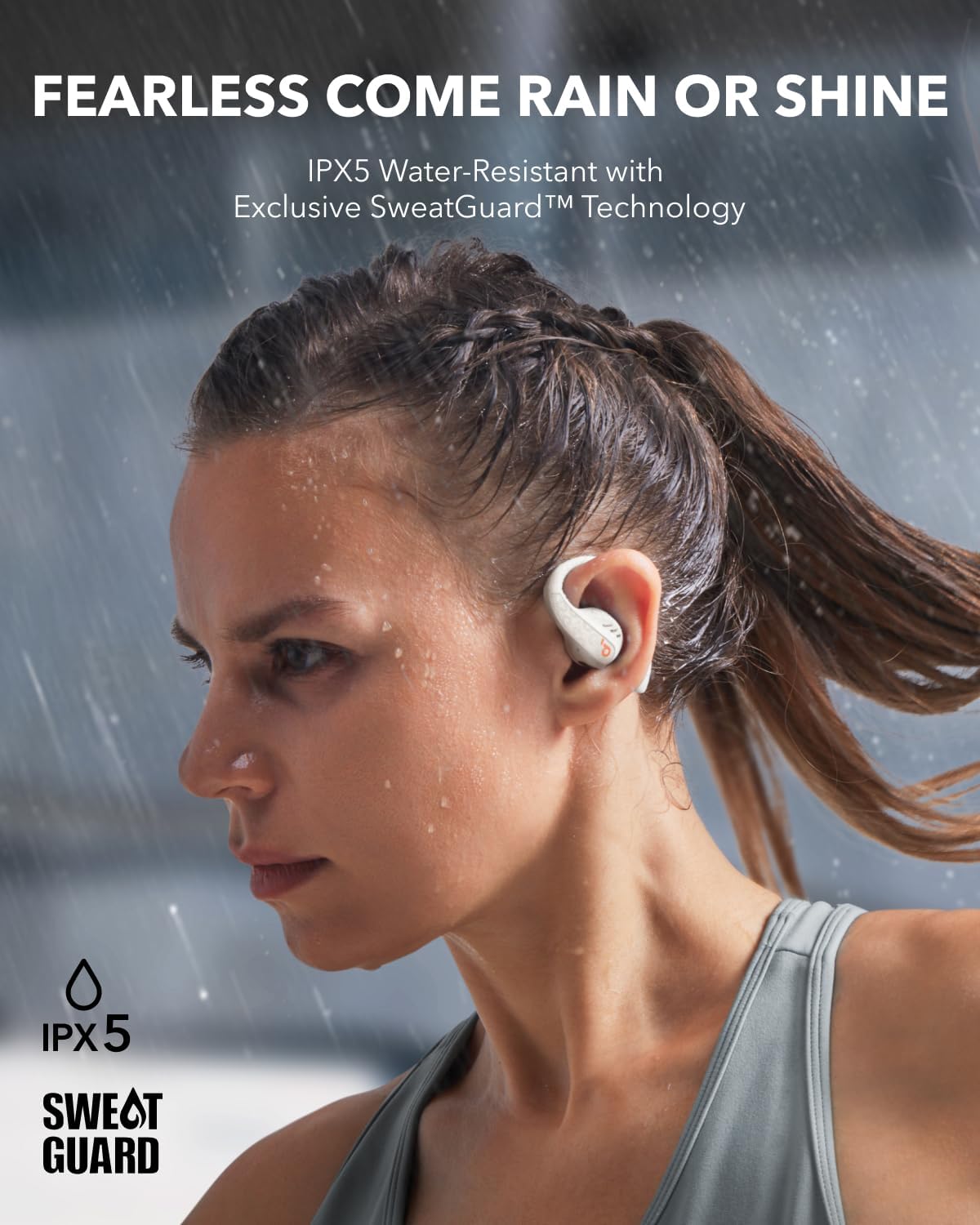 Soundcore by Anker AeroFit Pro Open-Ear Headphones, Ultra Comfort, Secure Fit, Ergonomic Design, Rich Sound with LDAC, Bluetooth 5.3, IPX5 Water-Resistant, 46H Playtime, App Control, Wireless Earbuds, Frost White