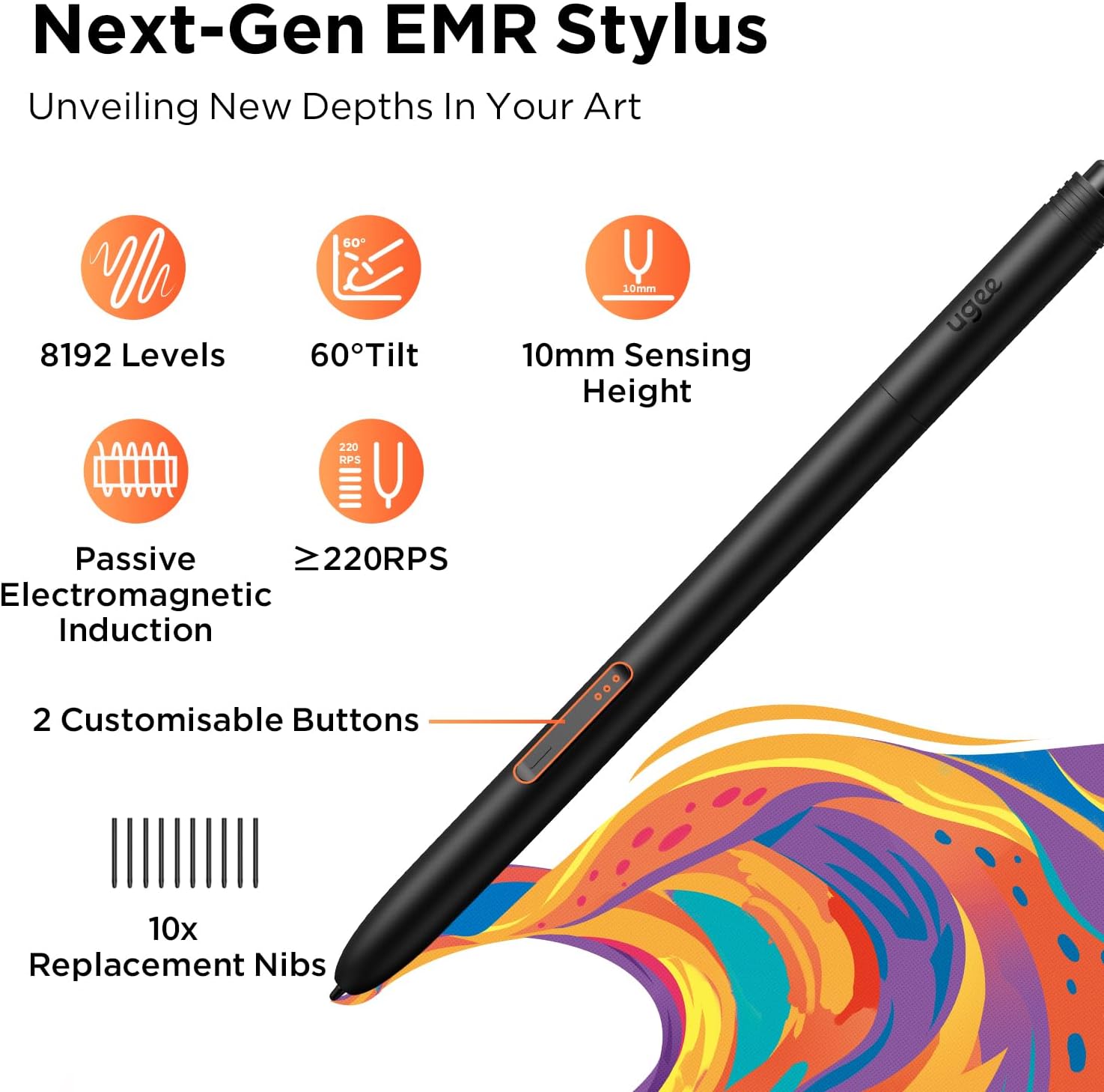 UGEE M908 10x6.25 Inch Drawing Tablet with 8 Shortcut Keys, New-Gen Battery-Free Stylus with 8192 Levels of Pressure Sensitivity, Compatible with Windows/Mac/Android Digital Drawing and Online Teaching