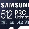 SAMSUNG PRO Ultimate microSD Memory Card + Adapter, 512GB microSDXC, Up to 200 MB/s, 4K UHD, UHS-I, Class 10, U3,V30, A2 for GoPRO Action Cam, DJI Drone, Gaming, Phones, Tablets, MB-MY128SA/AM
