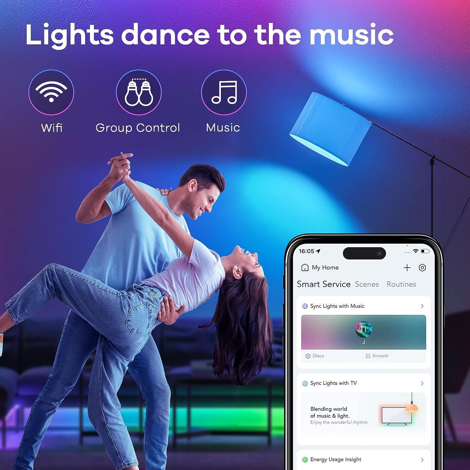 Linkind WiFi Smart Light Bulbs, Work with Alexa & Google Home, RGBTW 16 Million Color Changing Light Bulbs Music Sync, Preset Scenes/Mood Lighting/Time Schedule, 2.4Ghz WiFi Only, A19 E26 60W 1 Pack