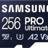 SAMSUNG PRO Ultimate microSD Memory Card + Adapter, 256GB microSDXC, Up to 200 MB/s, 4K UHD, UHS-I, Class 10, U3,V30, A2 for GoPRO Action Cam, DJI Drone, Gaming, Phones, Tablets, MB-MY128SA/AM