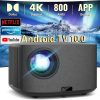 [Auto Focus/Keystone] HAPPRUN 4K Projector Netflix/YouTube/Prime Video Officially-Licensed, Native 1080P Android TV Projector with WiFi and Bluetooth, 800ANSI Movie Projector Dolby Audio Home Theater