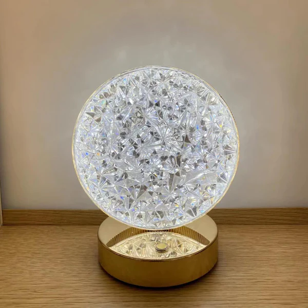 Decorative Full Moon-Shaped Touch Sensor Crystal Table Lamp