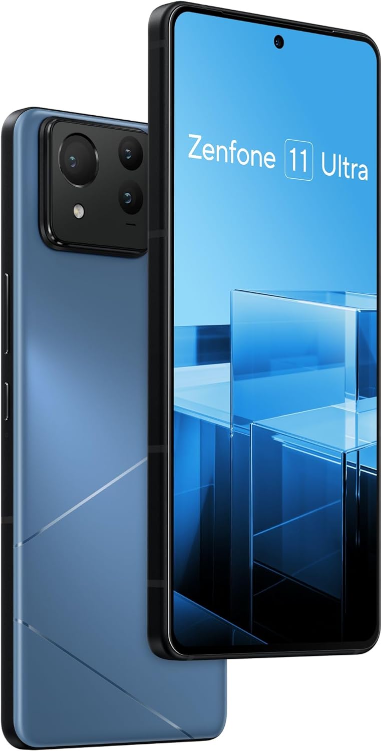 ASUS Zenfone 11 Ultra Unlocked Android Phone, 12GB+256GB, 6.78” FHD+ AMOLED 120Hz Fast Display, 26-Hour Battery Life with 5500mAh, Stabilized Triple Camera, 5G Dual SIM, Skyline Blue