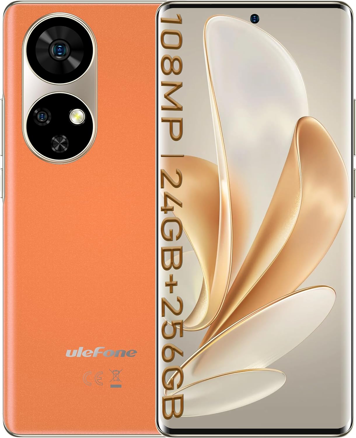 Ulefone Note 17 Pro Unlocked Cell Phone, 108MP Camera, 24+256GB, 120Hz 6.78” AMOLED Display, in-Display Fingerprint, 5050mAh, Android 13, Face Unlock/GPS/OTG/NFC Smartphone Unlocked (Orange)