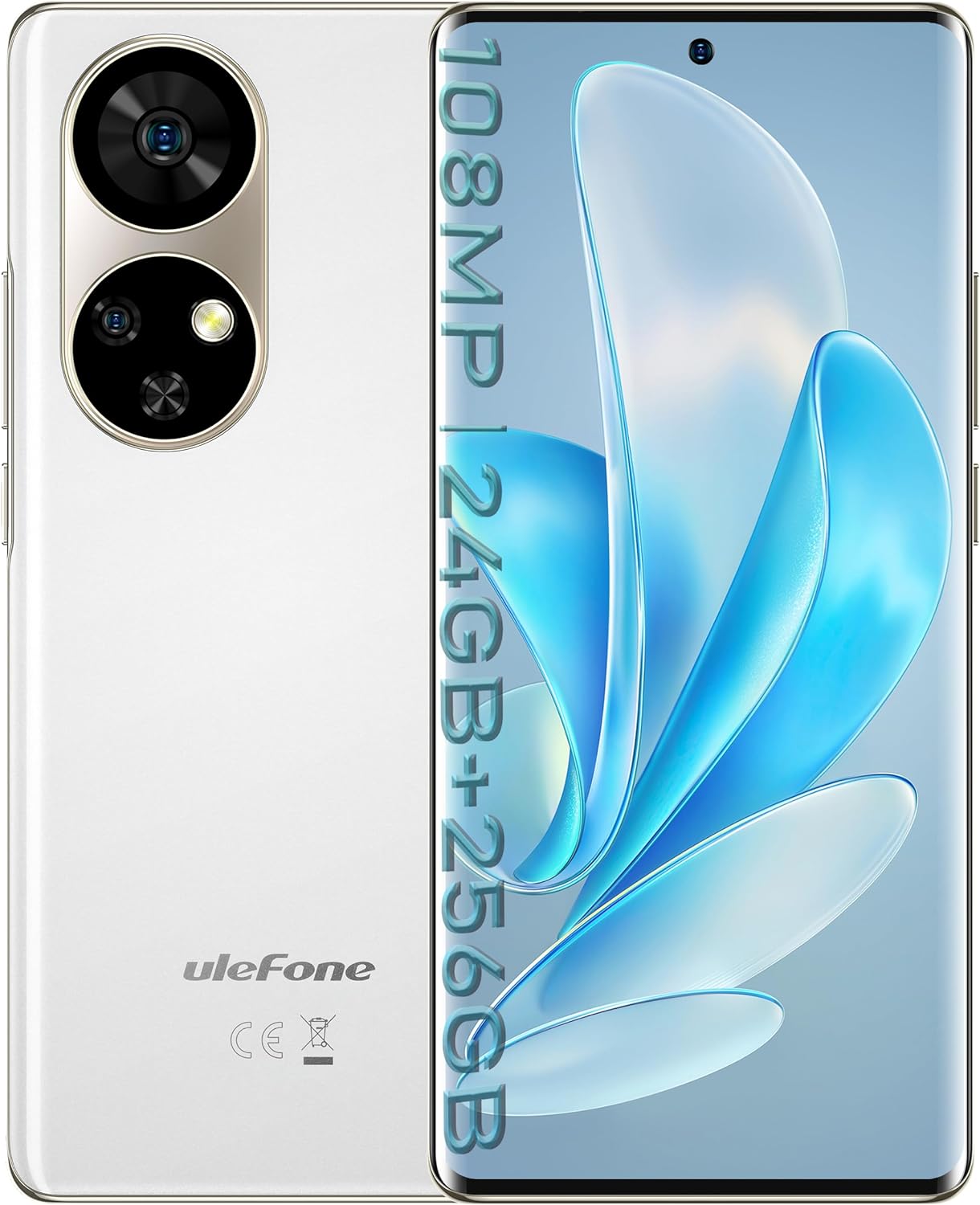 Ulefone Note 17 Pro Unlocked Phone, Up to 24+256GB, 6.78” AMOLED Display, 108MP Camera, 5050mAh, NFC/IR Blaster Remote Control, Android 13, NFC, Fingerprint ID, Dual Nano Smartphones (White)