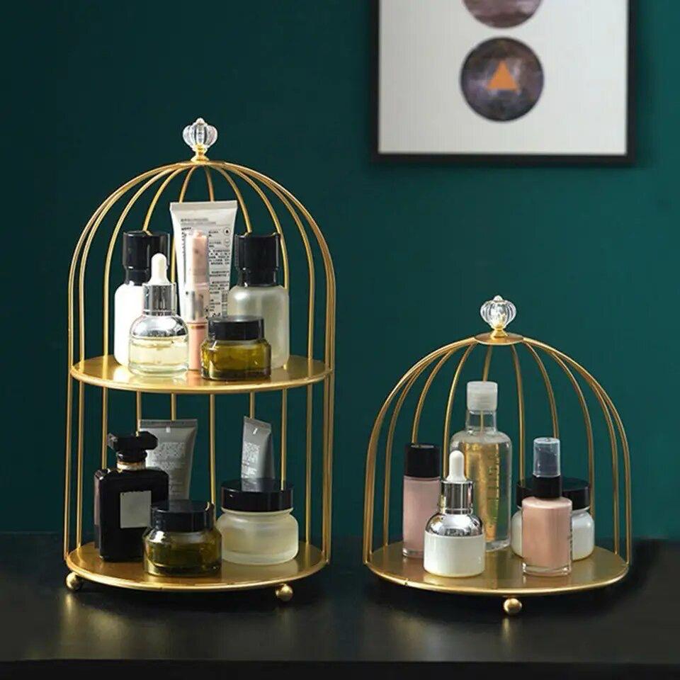 Bird Cage Desktop Perfume Organizer Holder Countertop Makeup Rack