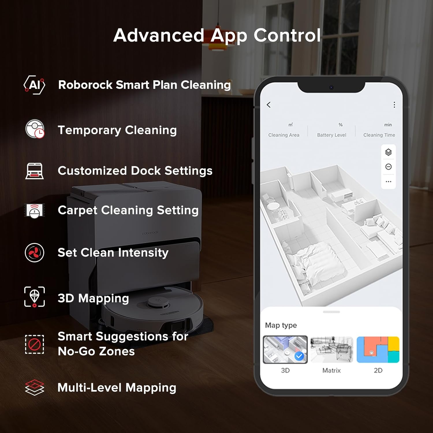 Roborock S8 Max Ultra Robot Vacuum and Mop, FlexiArm Design, Auto Mop Washing&Drying, Smart Dirt Detection, Self-Emptying, 8000Pa Suction, 20mm Mop Lifting, Obstacle Avoidance, Auto Add Cleaner, White