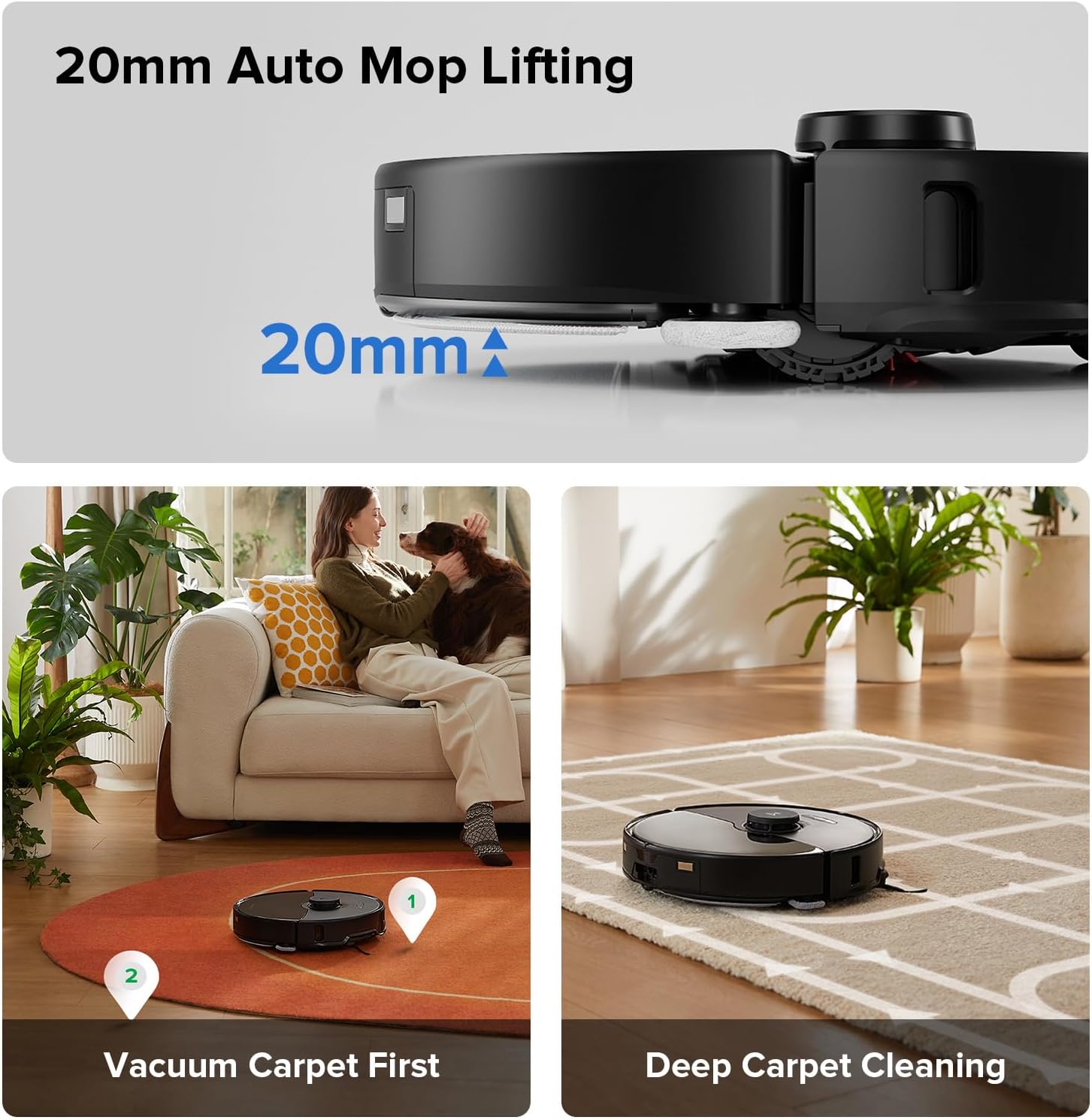 Roborock S8 Max Ultra Robot Vacuum and Mop, FlexiArm Design, Auto Mop Washing&Drying, Smart Dirt Detection, Self-Emptying, 8000Pa Suction, 20mm Mop Lifting, Obstacle Avoidance, Auto Add Cleaner, Black