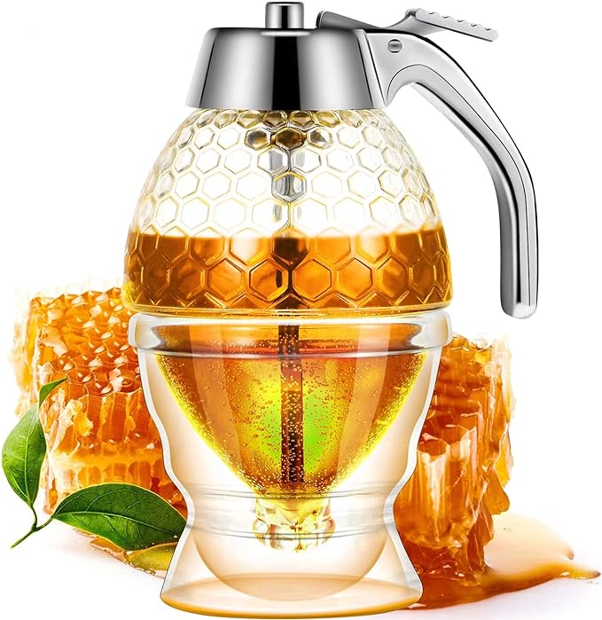Honey Dispenser with Stand Honey Container, No Drip Honey Dispenser with High Capacity