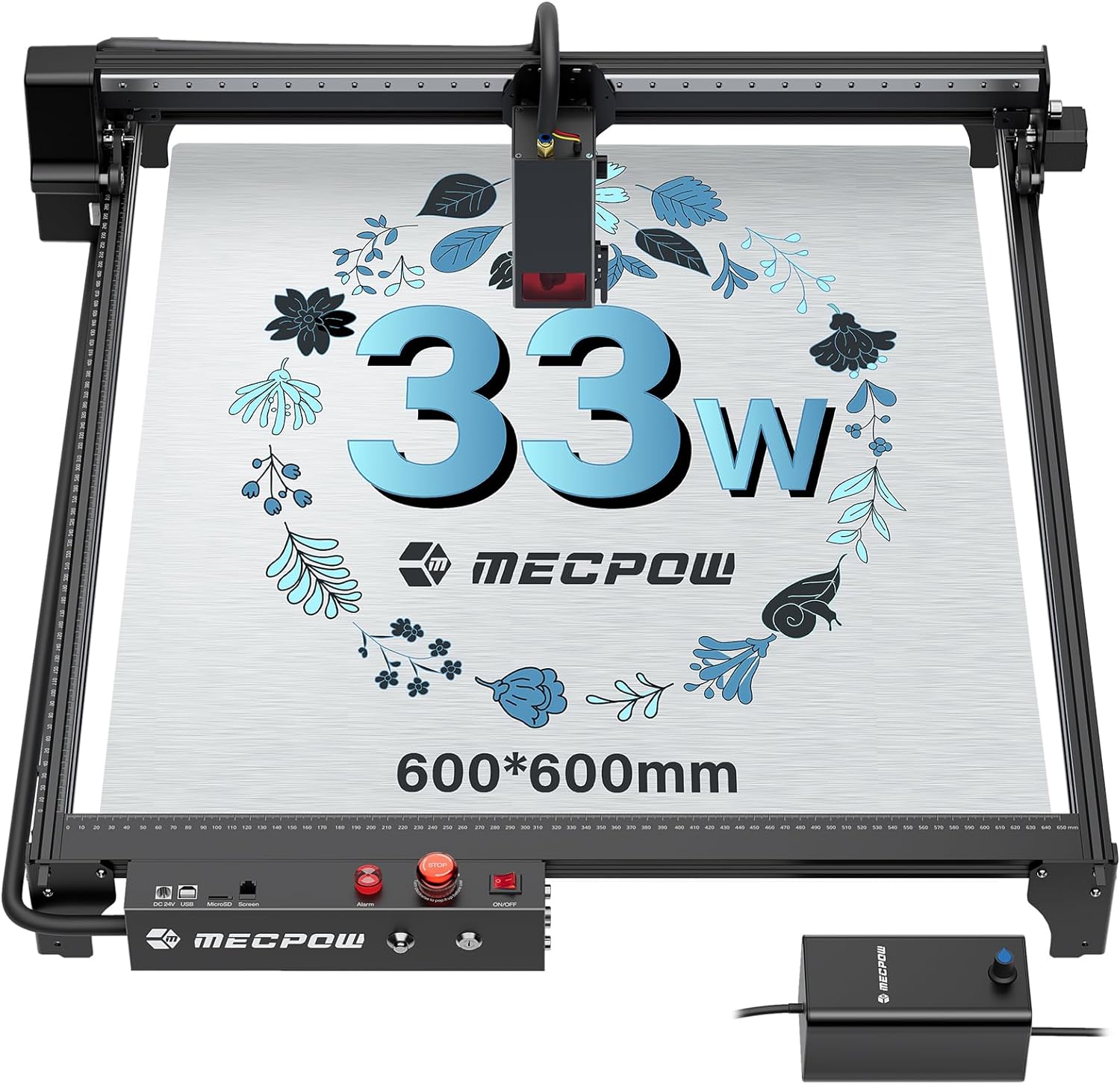 Mecpow X5 Pro Laser Engraver w/Air Assist, 192W Laser Cutter, 33W Output Laser Engraving Cutting Machine, Laser Engraver for Wood and Metal, CNC Machine for DIY Gift Woodworking, 23.6x23.6" Work Area