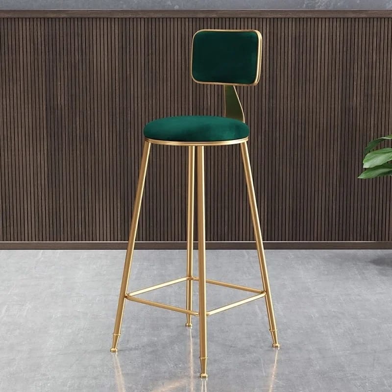 Upholstered Counter Stool with Gold Metal Legs