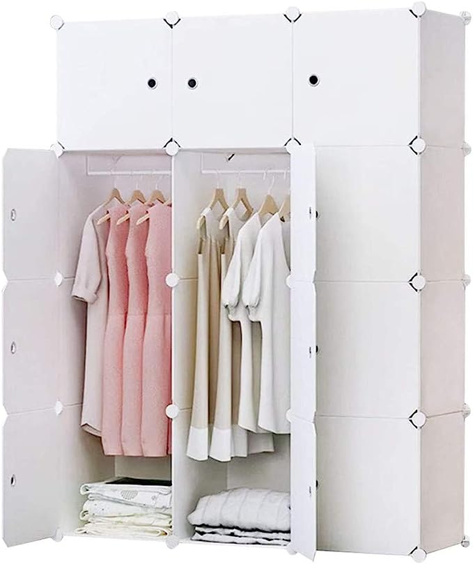 Portable Wardrobe for Hanging Clothes, Cabinet for Space Saving, Ideal Storage Organizer Cube for books, toys, towels