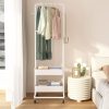 Clothing Garment Rack with Shelves, Metal Cloth Hanger Rack Stand Clothes Drying Rack