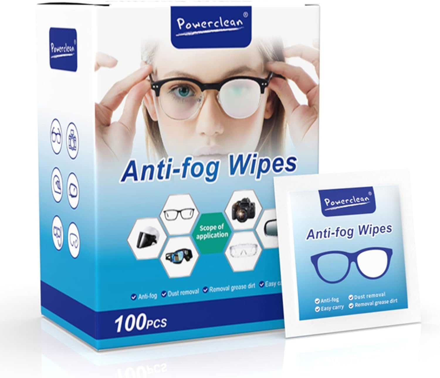 100 Pack Anti Fog Wipes for Glasses, Individually Wrapped Lens Cleaner Wipes Pre-Moistened Lens & Screen Cleaning Wipes, Individual Wrapped Antifog for Eyeglass Cleaner