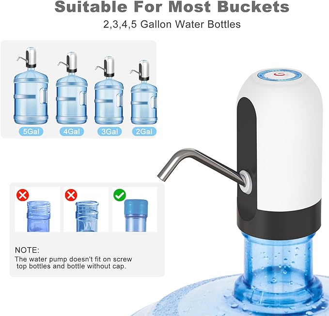 Automatic Water Dispenser Usb Rechargeable Bottle Charging Portable Water Bottle Switch For Home Kitchen Office