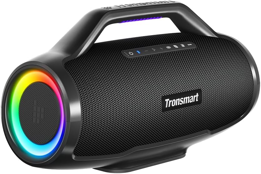 Tronsmart Bang Max Portable Bluetooth Speaker, 130W Powerful Loud Speaker with Deep Bass, Party Sync, IPX6 Waterproof, 24H Playtime, Customized EQ & Light Show,Portable Speaker with Handle for Outdoor
