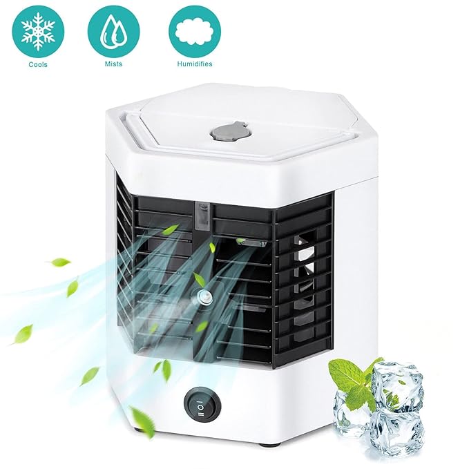 MINI AIR CONDITIONER COOLER HUMIDIFIER PORTABLE FAN PERSONAL SPACE THE QUICK & EASY WAY TO COOL