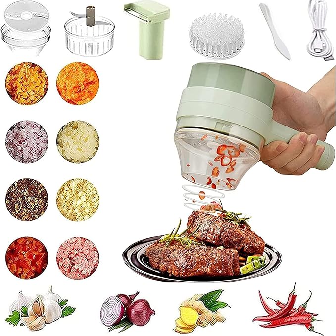 Mini Wireless Chopper Vegetable Slicer and Dicer Hand Held Food Processor for Kitchen Garlic Pepper Onion