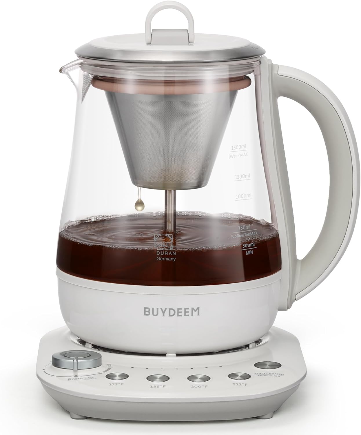 BUYDEEM K156 Tea Maker, Electric Kettle for Coffee and Tea Brewer with 6 Flavor Controls, 4 Temperature Settings, 8 Hours Keep Warm, 1.5L
