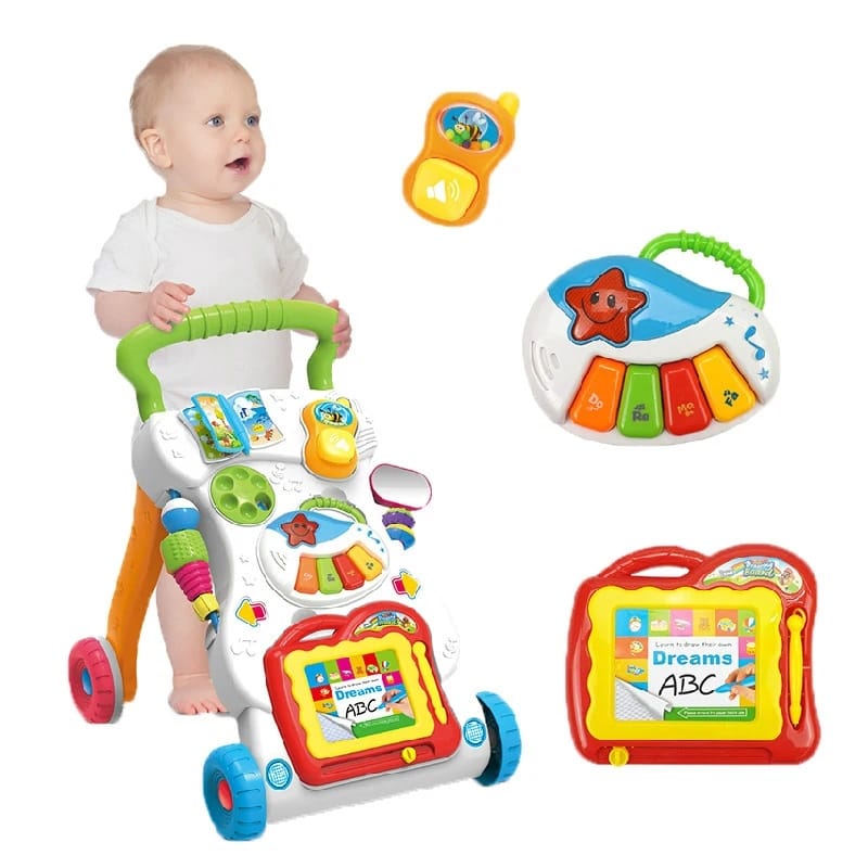 Sit-to-Stand Push & Pull Toy, Educational Gift Safe for Baby Toddler Kids Children