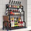 Stainless Steel Spice Rack, Free Standing Spice Racks For Kitchen Countertop, Spice Jars And Spice Rack
