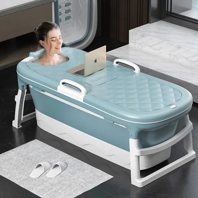 Portable Foldable Bathtub,Extra Large Freestanding Bathtubs with Lid, Sweat Steaming, Tub for Adult Efficient Maintenance of Temperature Bath Tub, SPA & Foot Massage