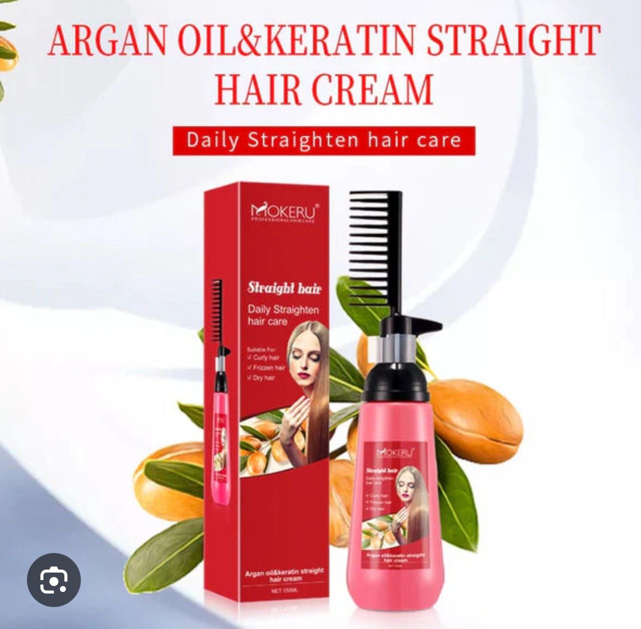 Argan Oil and Keratin Straighten Hair Cream