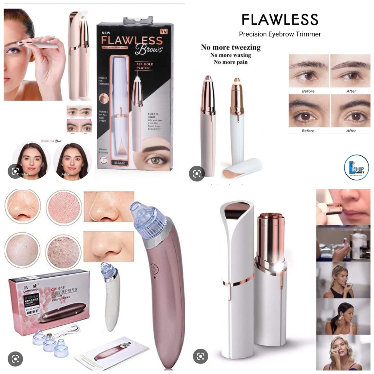 Acne Pore Vacuum Cleaner | Flawless Brows | Flawless Painless Hair Remover (3 items deal)