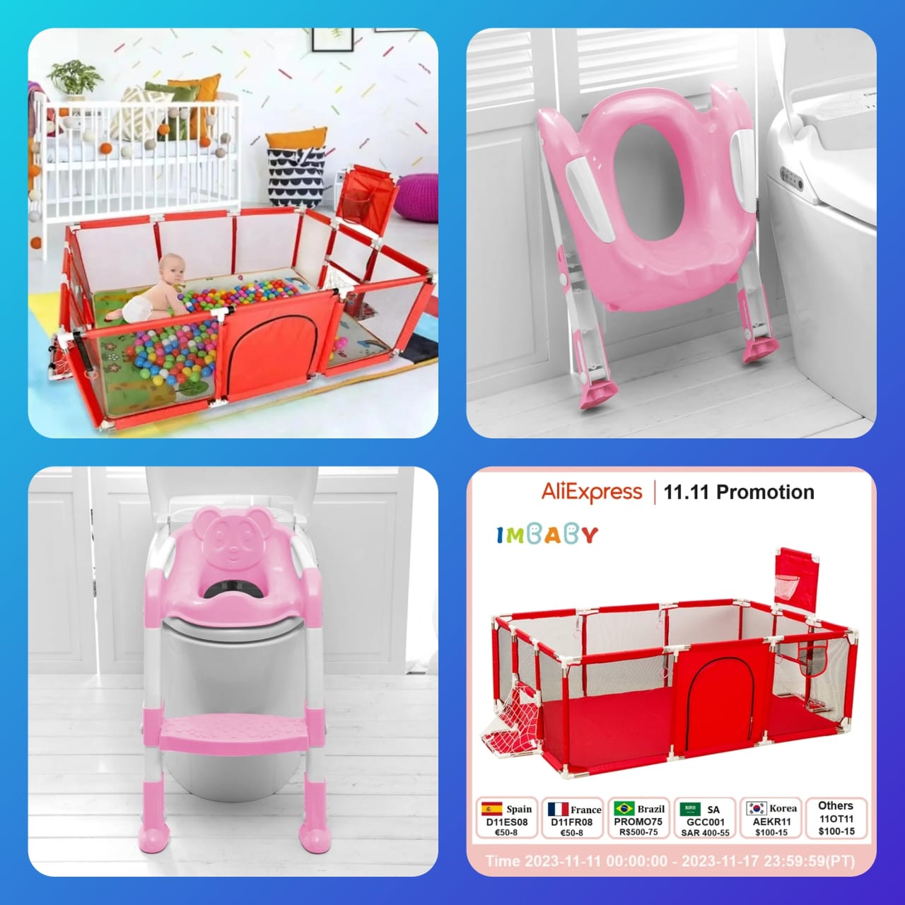 Large Playpen for Babies and Toddlers + Teddie Children Toilet Ladder with Steps