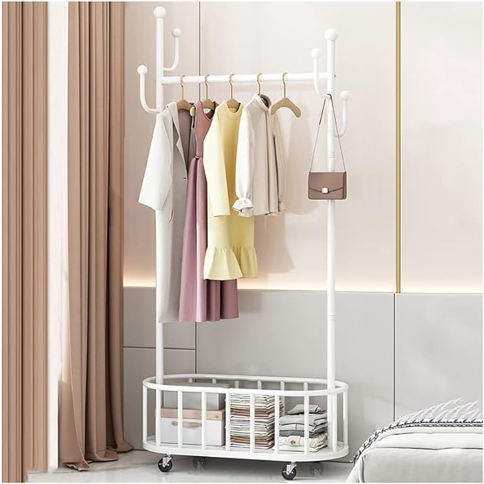 Clothes Rail Rack Coat Rack with Shelves and Hooks Portable