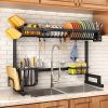 The Sink Dish Drying Rack, Stainless Steel Kitchen Supplies Storage Counter Organizer, Black