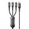 USAMS SJ582 U83 66W 3 in 1 Aluminum Alloy Transparent Digital Display Fast Charging Cable,Cable Length: 1.2m